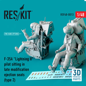 RESKIT RSF48-0013 F-35A &amp;quot;LIGHTNING II&amp;quot; PILOT SITTING IN LATE MODIFICATION EJECTION SEATS (TYPE 2) (3D PRINTED) 1/48