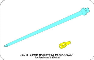 Aber 72L-05 Lufa 8,8 cm KwK.43 L/2/71 do Ferdynanda i Elefanta / German tank barrel 8,8cm KwK 43 l/2/71 for Ferdinand and Elefant 1/72 – zdjęcie 4