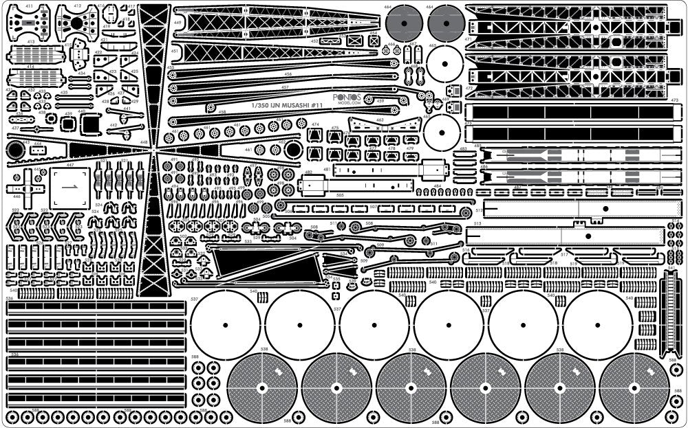 Pontos 37025FN IJN Musashi 1944 Detail up set Advanced Hinoki Tone Deck 1/350 – zdjęcie 13