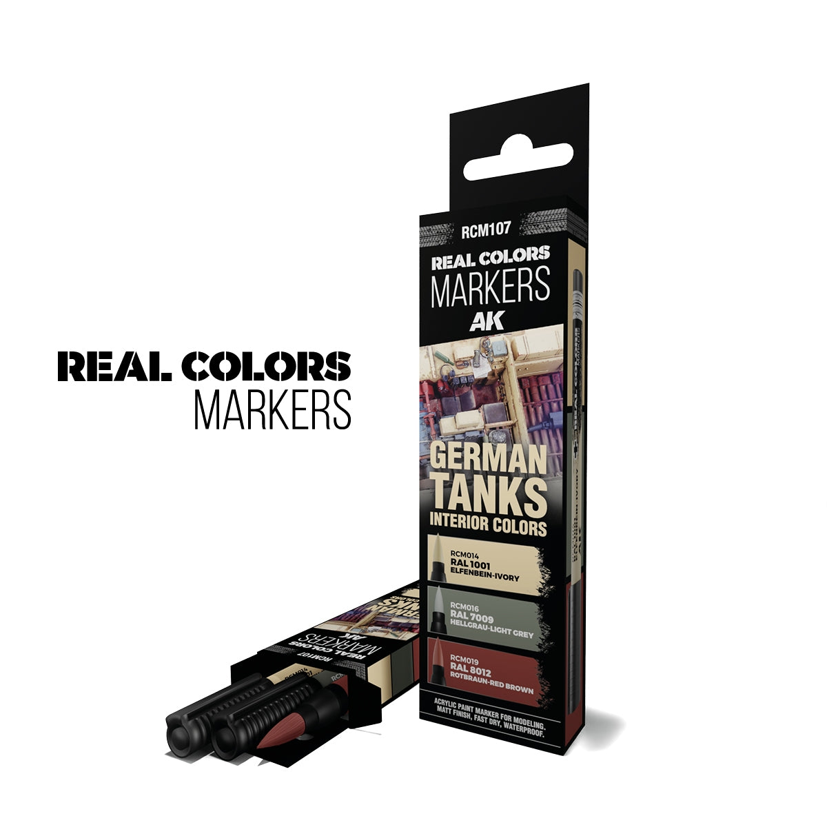 AK Interactive RCM107 GERMAN TANKS INTERIOR COLORS – RC MARKERS SET RCM014 RCM016 RCM019 – zdjęcie 2