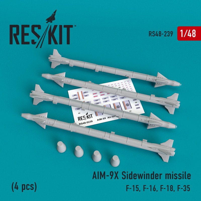 RESKIT RS48-0239 AIM-9X Sidewinder missile (4 pcs) 1/48