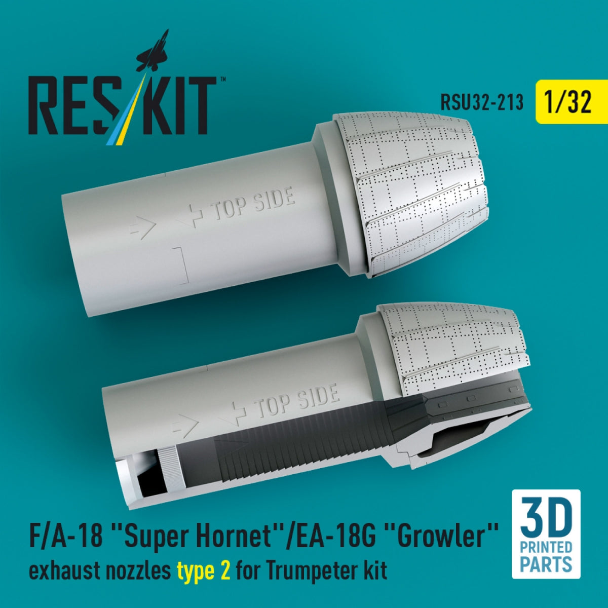 RESKIT RSU32-0213 F/A-18 "Super Hornet"/EA-18G "Growler" exhaust nozzles type 2 for Trumpeter kit (3D Printed) 1/32