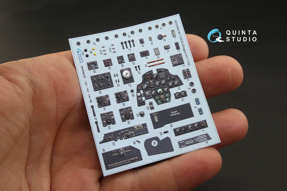 Quinta Studio QD32063 Bf 110C/D 3D-Printed &amp;amp; coloured Interior on decal paper (for Dragon kit) 1/32 – zdjęcie 3
