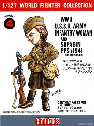 FineMolds FT4 WWII USSR Infantry Woman &amp;amp; PPSh1941 1/12