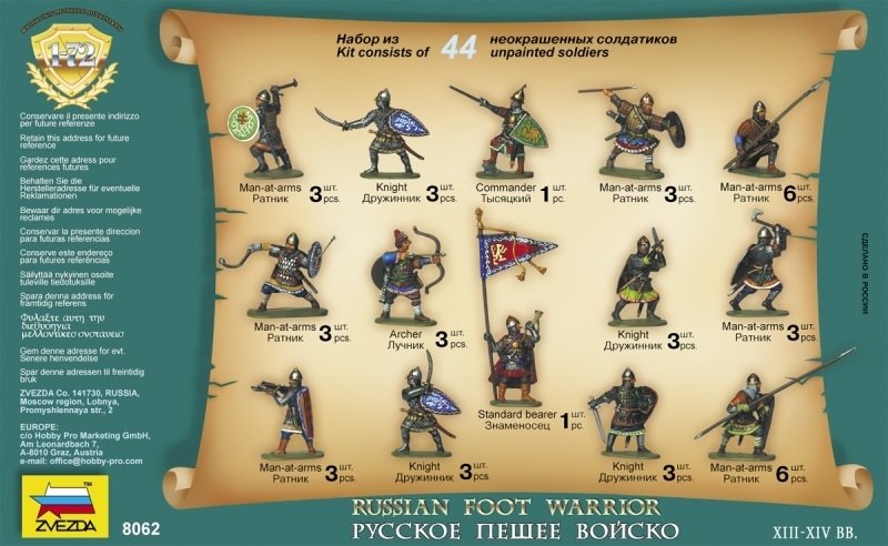 Zvezda 8062 Russian Foot Warriors XIII-XIV centuries AD 1/72 – zdjęcie 2