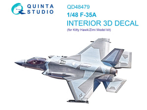 Quinta Studio QD48479 F-35A 3D-Printed &amp;amp; coloured Interior on decal paper (Kitty Hawk/Zimi Model) 1/48