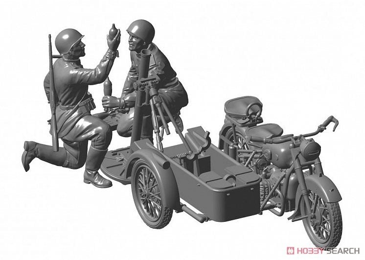 Zvezda 3651 Soviet Motorcycle M-72 with Mortar 1/35 – zdjęcie 7