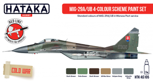 Hataka Hobby HTK-AS105 MiG-29A/UB &amp;quot;Fulcrum-A/B&amp;quot; 4-color scheme paint set (6x17ml)
