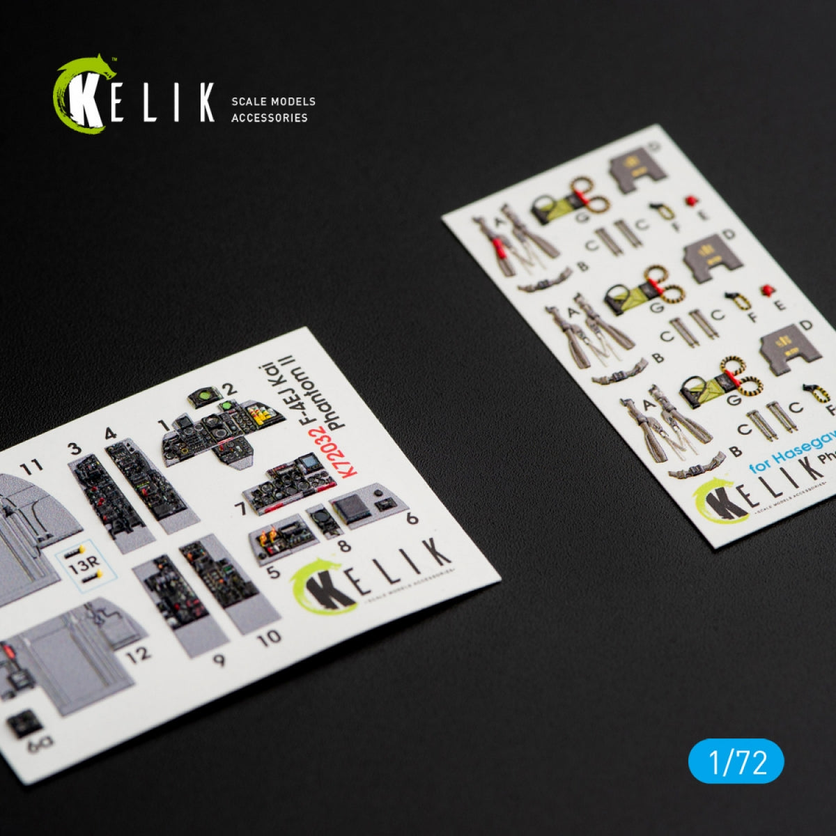 KELIK K72032 F-4EJ KAI &amp;quot;PHANTOM II&amp;quot; INTERIOR 3D DECALS FOR HASEGAWA KIT 1/72 – immagine 2