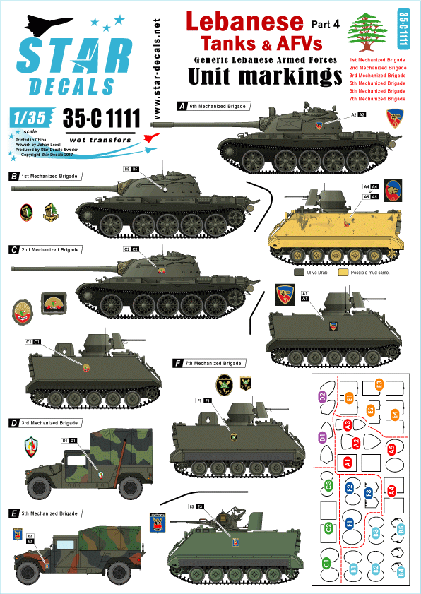 Star Decals 35-C1111 Lebanese Tanks &amp;amp; AFVs 4 1/35