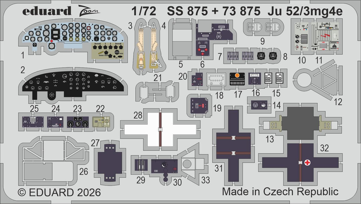 Eduard 73875 Junkers Ju 52/3mg4e PE Parts for AIRFIX 1/72 – obrázek 2