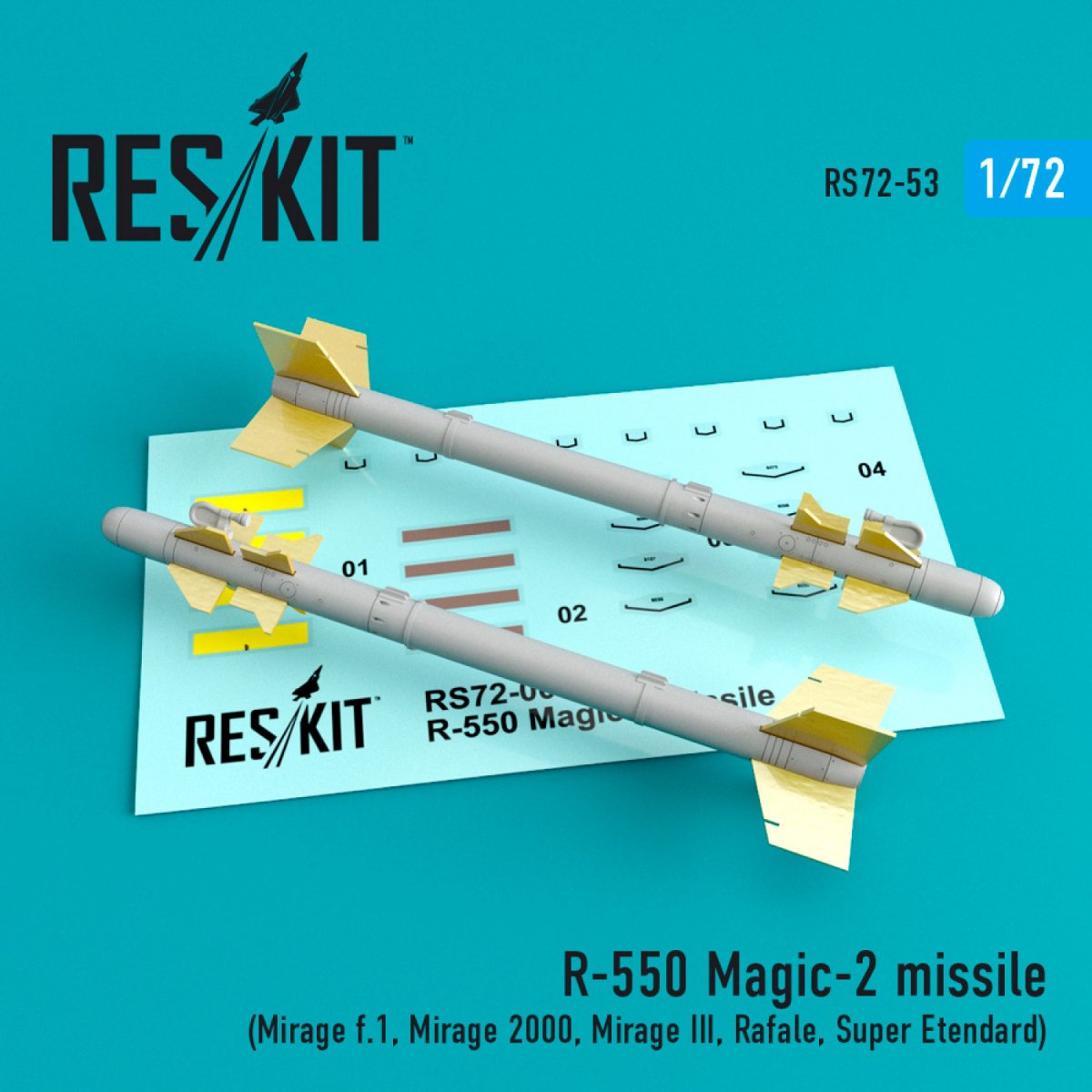 RESKIT RS72-0053 R-550 MAGIC-2 MISSILES (4 PIÈCES) 1/72