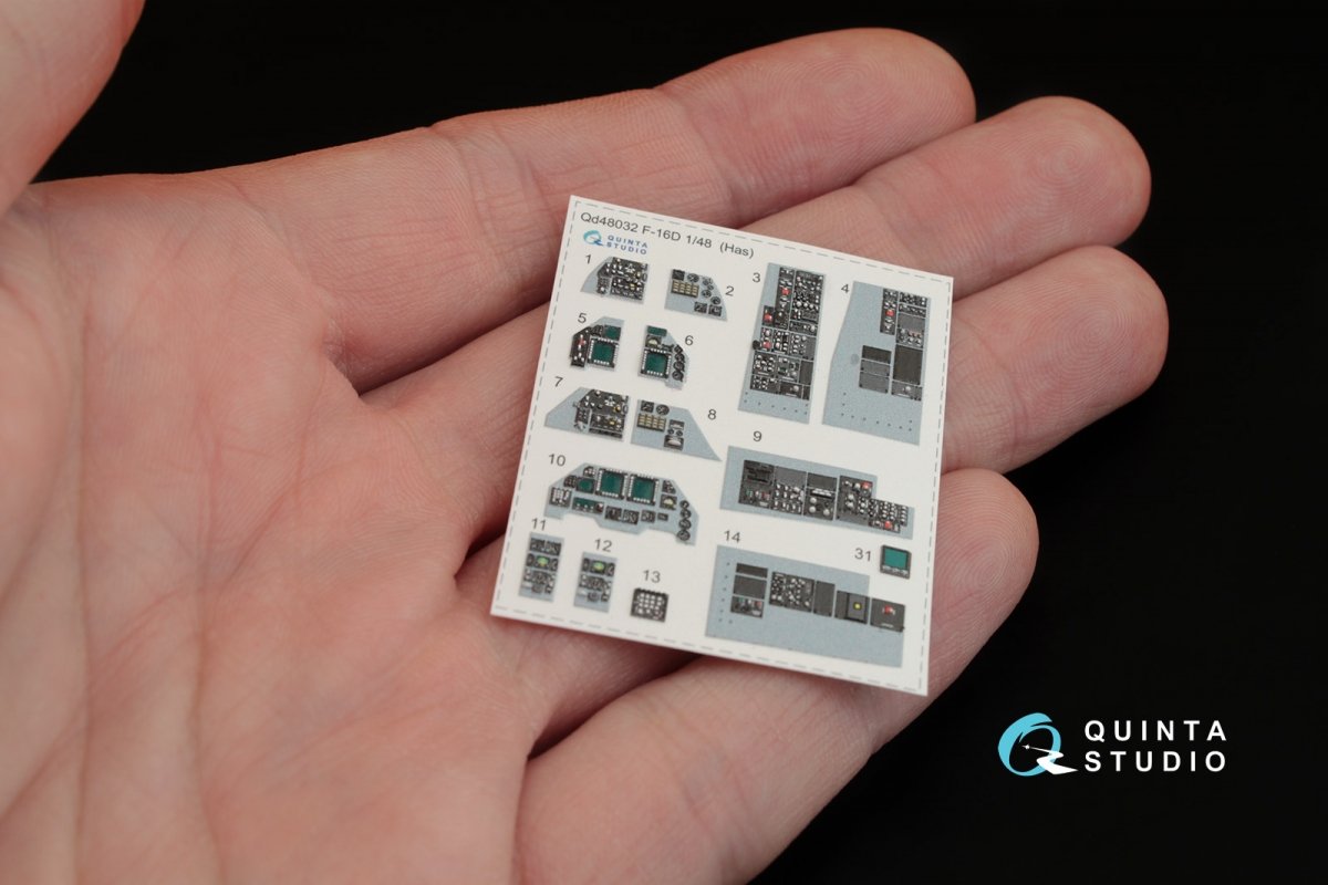 Quinta Studio QD48032 F-16D 3D-Printed &amp;amp; coloured Interior on decal paper (for Hasegawa kit) 1/48 – zdjęcie 2