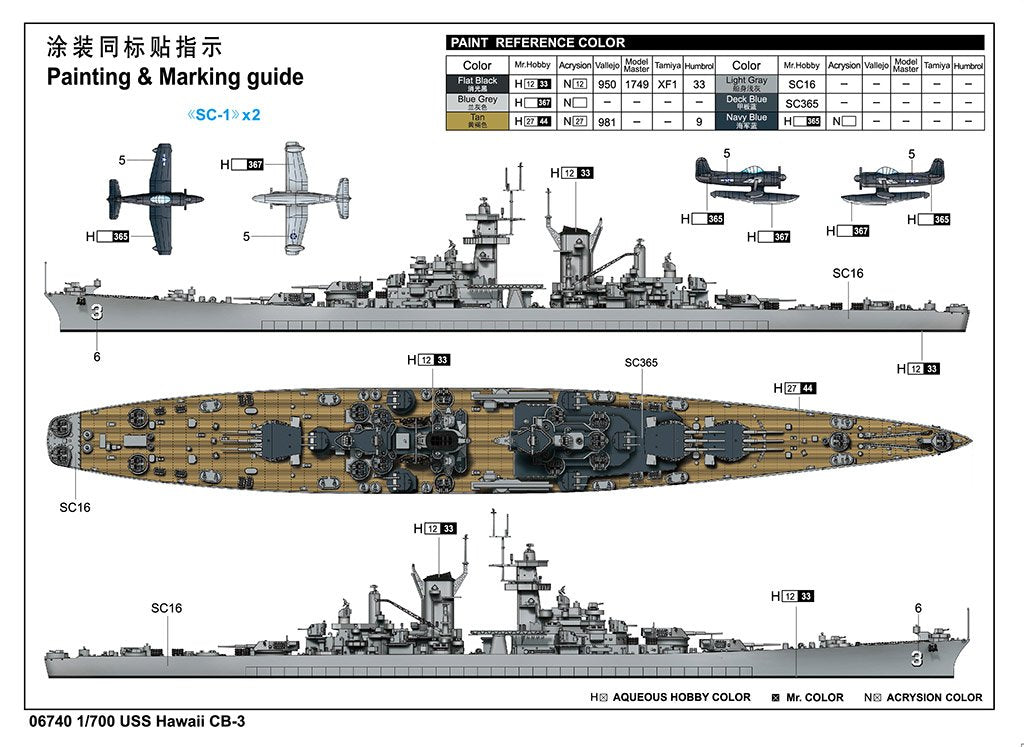 Trumpeter 06740 USS Hawaii CB-3 1/700 – zdjęcie 3