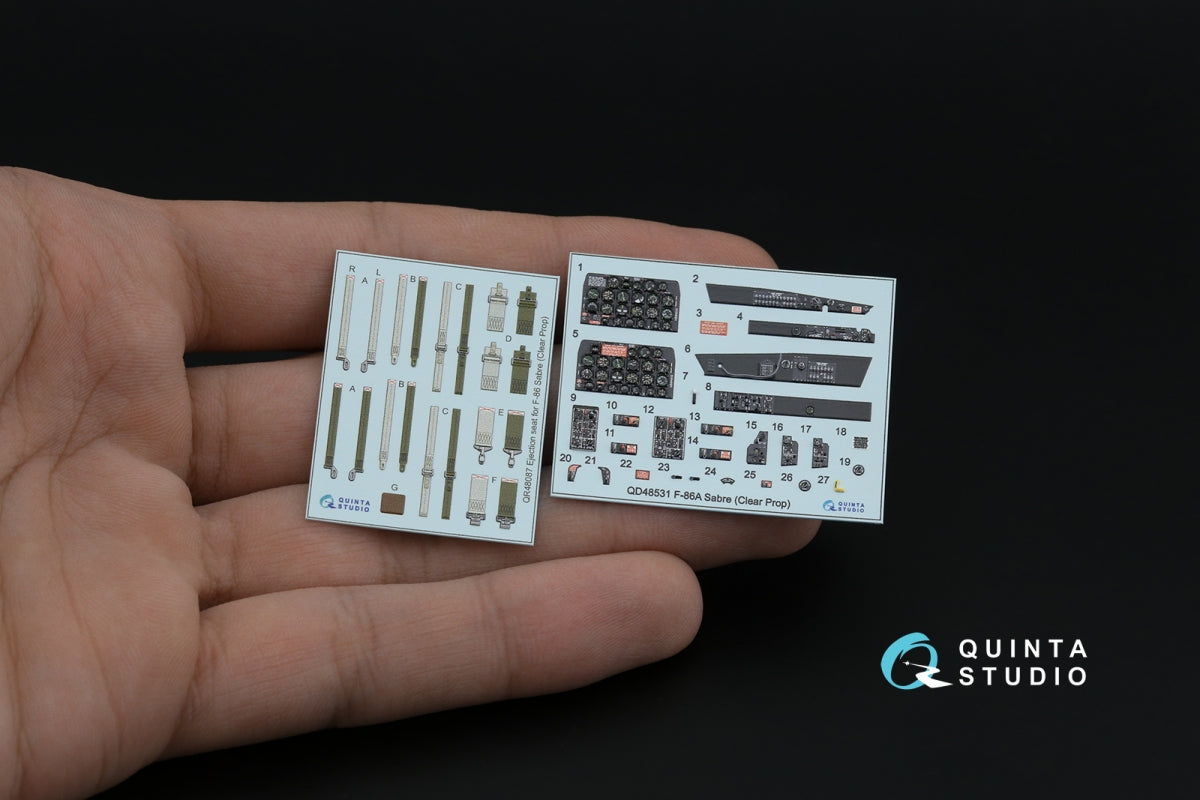 Quinta Studio QD48531 F-86A Sabre 3D-Printed &amp;amp; coloured Interior on decal paper (Clear Prop) 1/48 – zdjęcie 2
