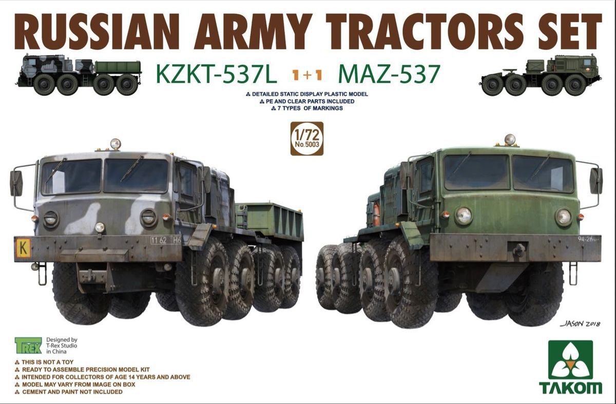 Takom 5003 Russian Army Tractors SET KZKT-537L & MAZ-537 1/72
