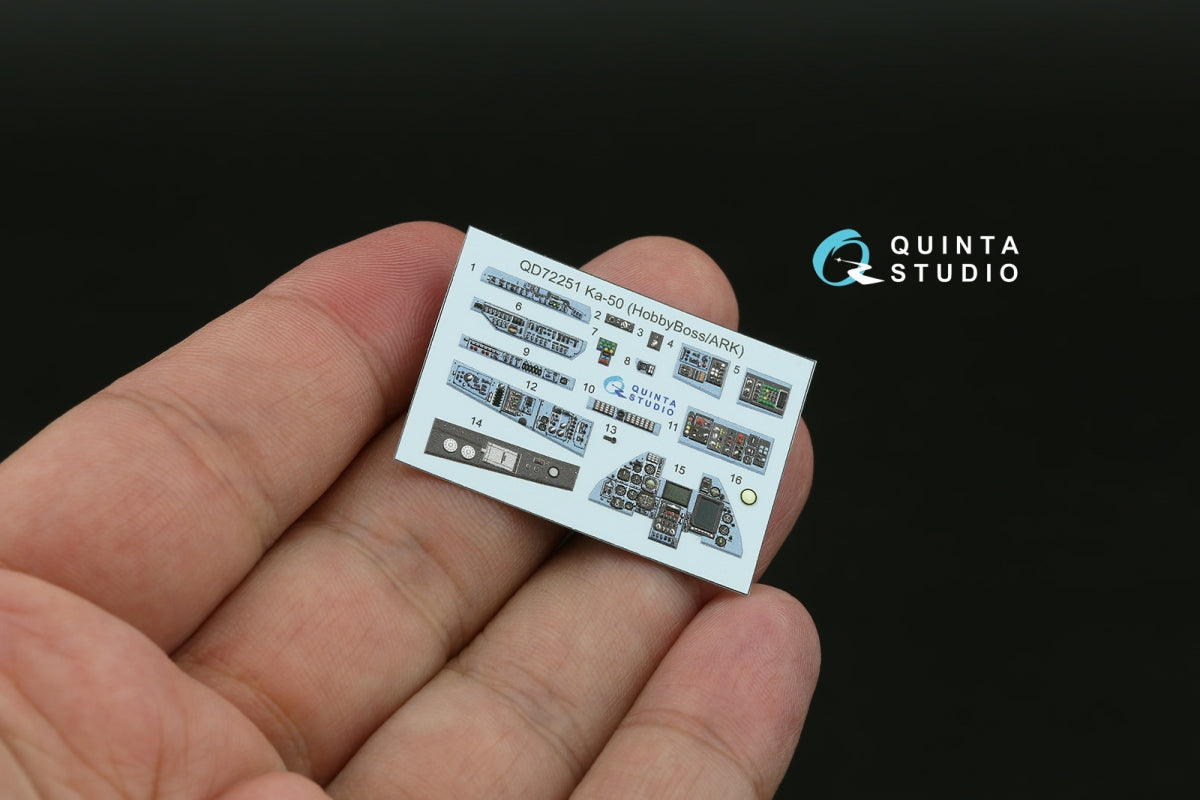 Quinta Studio QD+72251 Ka-50 (blue-grey panels) 3D-Printed &amp; coloured Interior on decal paper (HobbyBoss/ARK) (with 3D-printed resin parts) 1/72