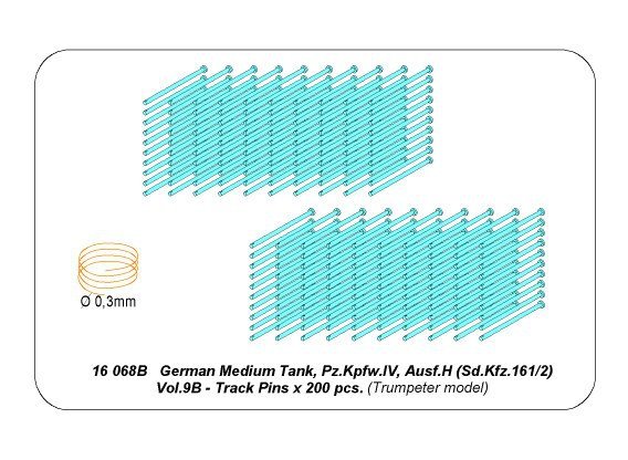 Aber 16068B Panzer IV track link pins x 200 pcs. 1/16 – zdjęcie 9