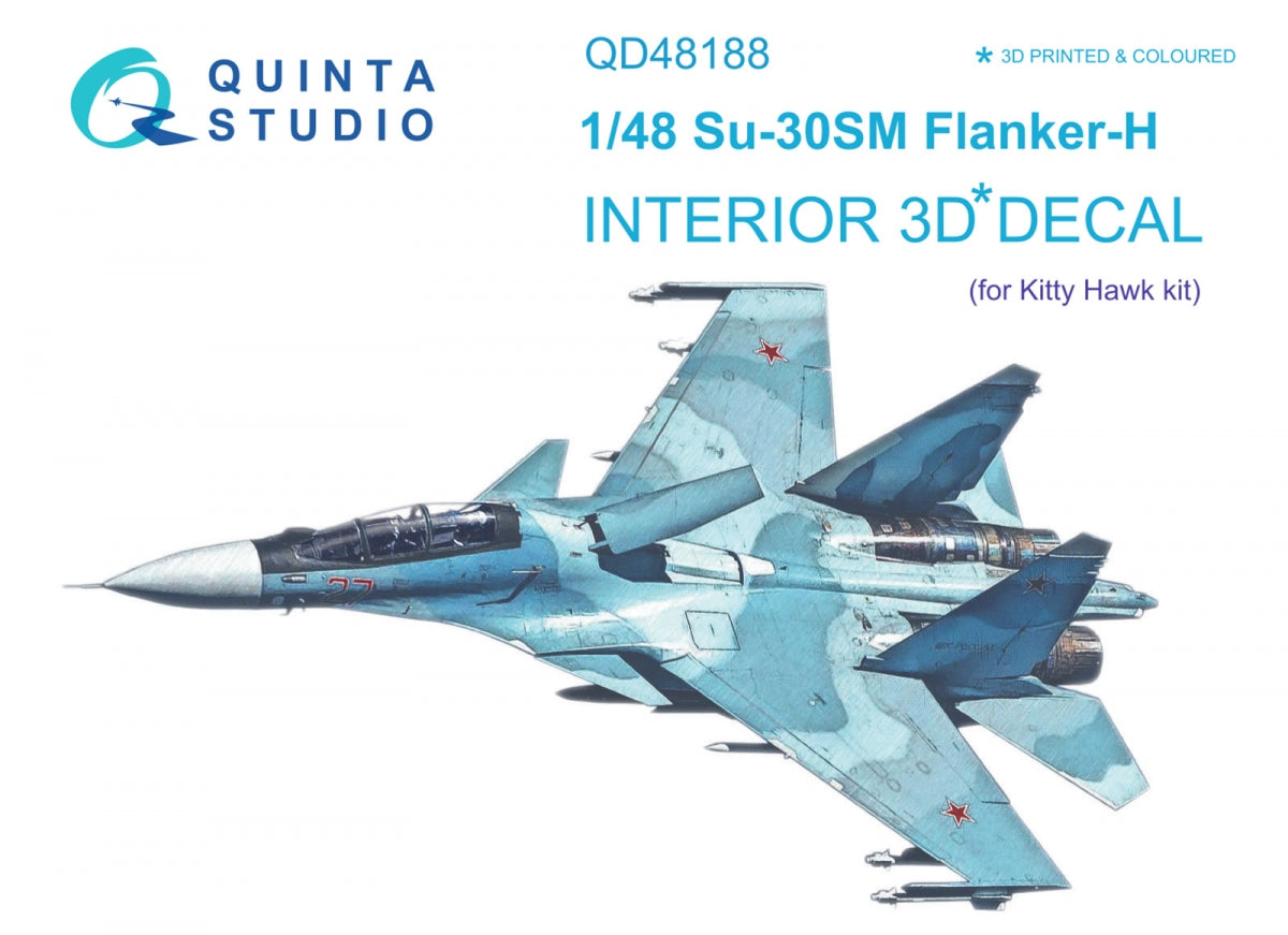 Quinta Studio QD48188 Su-30SM 3D-Printed colored Interior on decal paper (for KittyHawk kit) 1/48