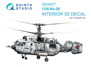 Quinta Studio QD35077 Ka-29 3D-Printed &amp;amp; coloured Interior on decal paper (Trumpeter) 1/35