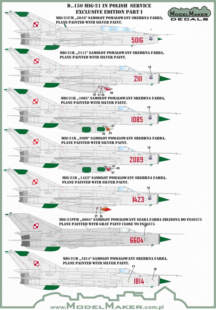 ModelMaker Decals D48151 MiG-21 in Polish service exclusive edition part II 1/48