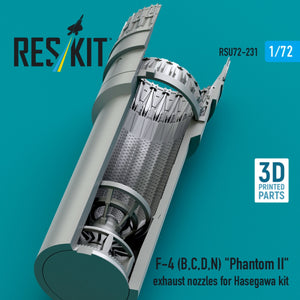 RESKIT RSU72-0231 F-4 (B, C, D, N) &amp;quot;Phantom II&amp;quot; exhaust nozzles for Hasegawa kit (3D Printed) 1/72 – zdjęcie 3