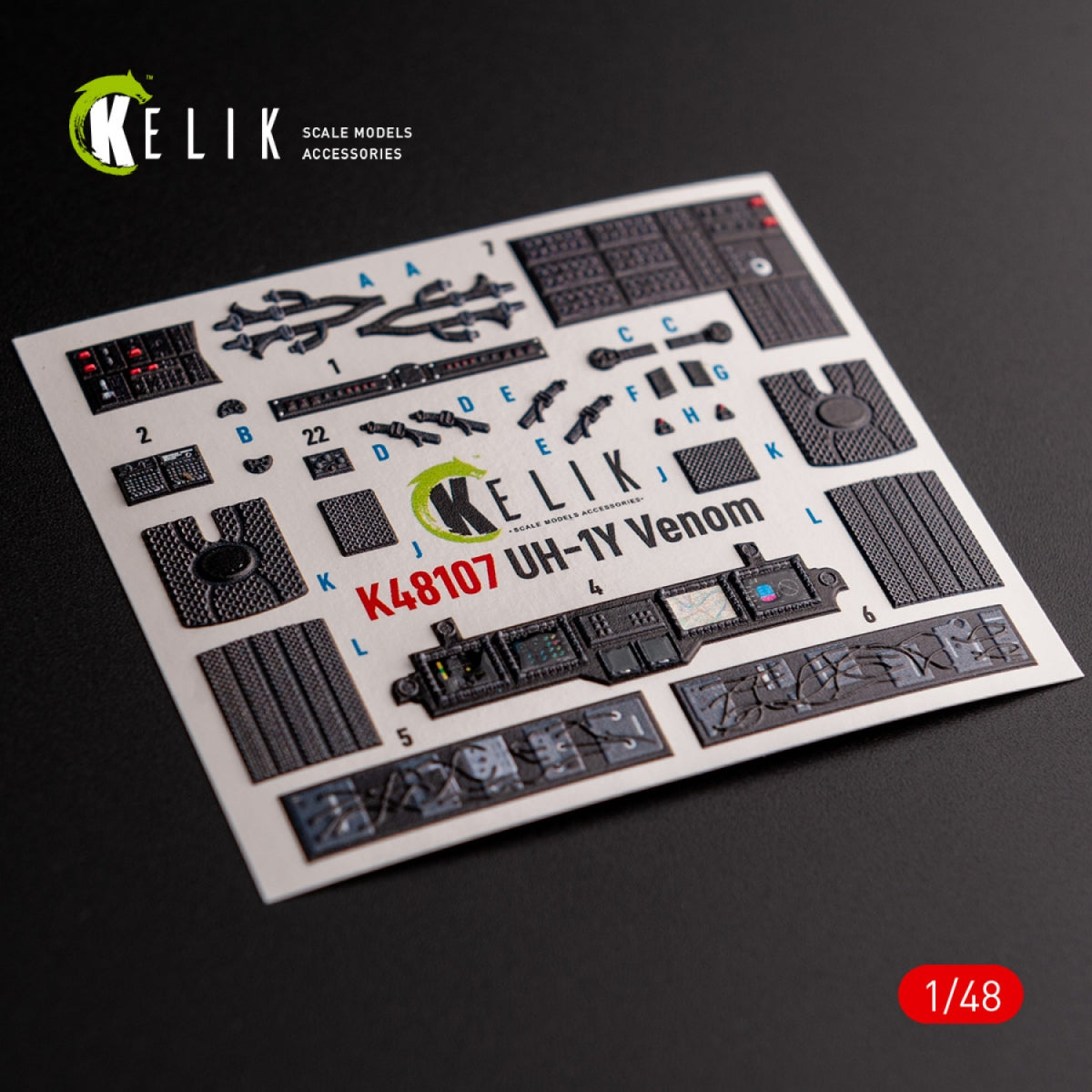 KELIK K48107 UH-1Y "Venom" - interior 3D decals for Zimi Model/KittyHawk kit 1/48
