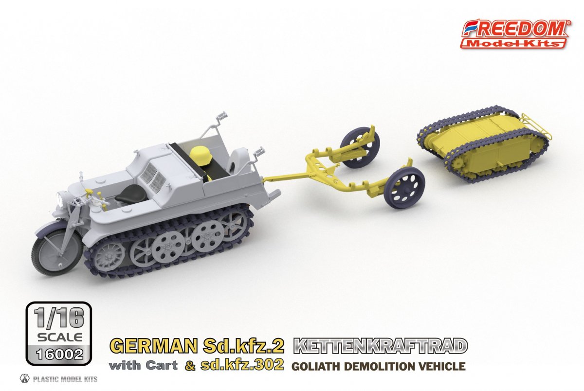 Freedom 16002 GERMAN SD.KFZ.2 KETTENKRAFTRAD &amp;amp; SD.KFZ.302 GOLIATH DEMOLITION VEHICLE 1/16 – image 5