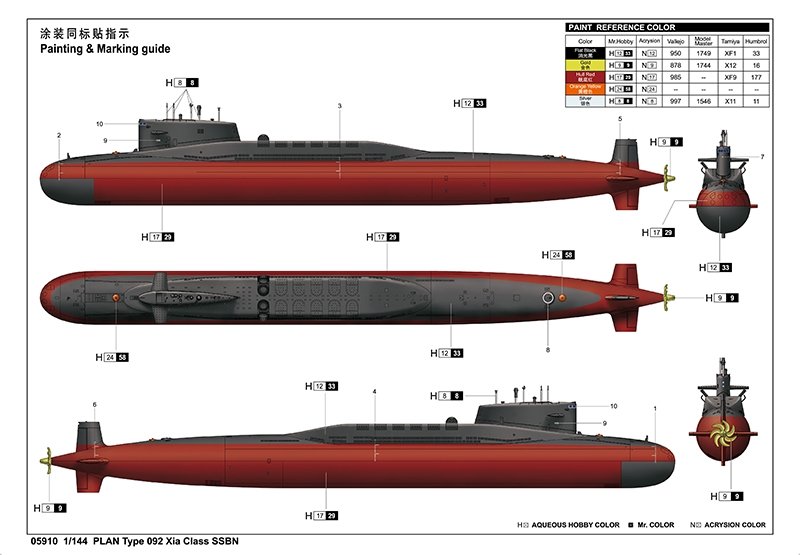 Trumpeter 05910 PLAN Type 092 Xia Class SSBN 1/144 – zdjęcie 3