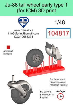 Omask 104817 Ju-88 tail wheel early type 1 3D print (for ICM) 1/48 – immagine 2