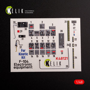 KELIK K48121 F-104 series Electrical Equipment - interior 3D decals for Kinetic kit 1/48