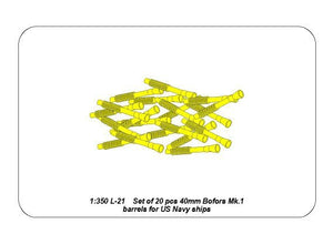 Aber 350L-21 Set of 20 pcs 40 mm Bofors Mk.1 barrels for US Navy ships 1/350 – image 7