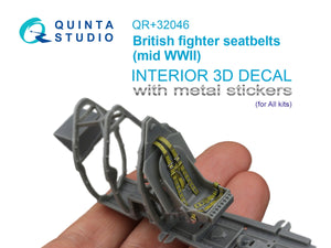 Quinta Studio QR+32046 British Fighter Seatbelts, mid WWII (with metal buckles) (All kits) 1/32