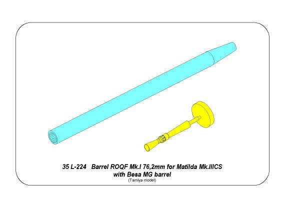 Aber 35L-224 Barrel ROQF Mk.I 76,2mm for Matilda Mk.IIICS with Besa MG barrel 1/35 – zdjęcie 6
