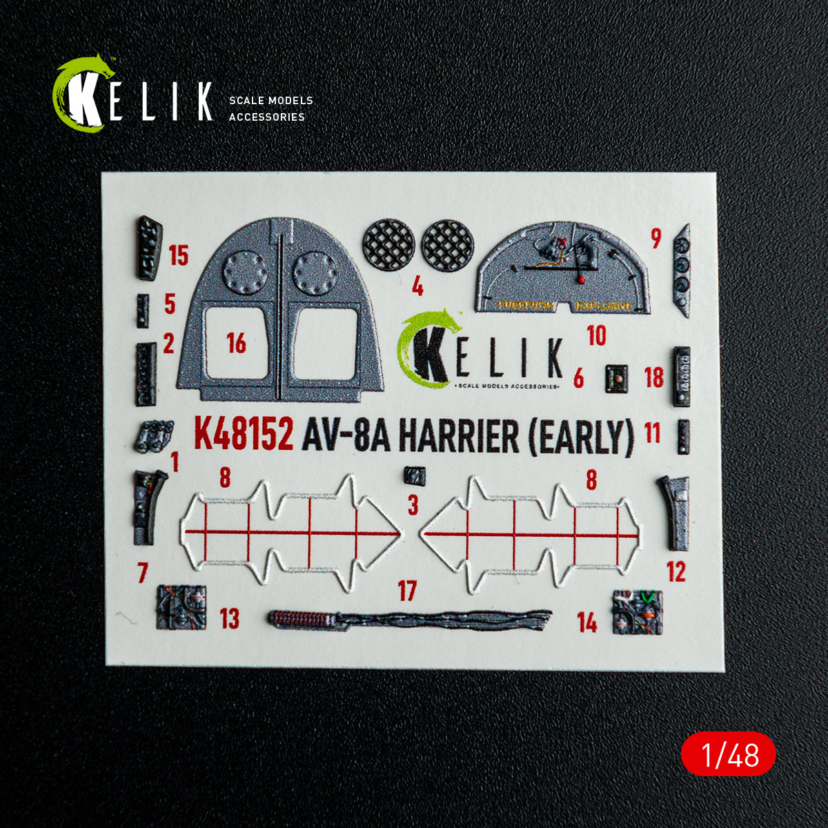 KELIK K48152 AV-8A HARRIER (Early) -interior 3D decals for Kinetic kit 1/48 – image 2