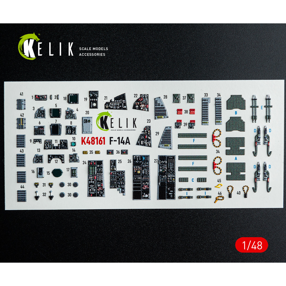 KELIK K48161 F-14A - interior 3D decals for GWH kit 1/48 – imagen 2