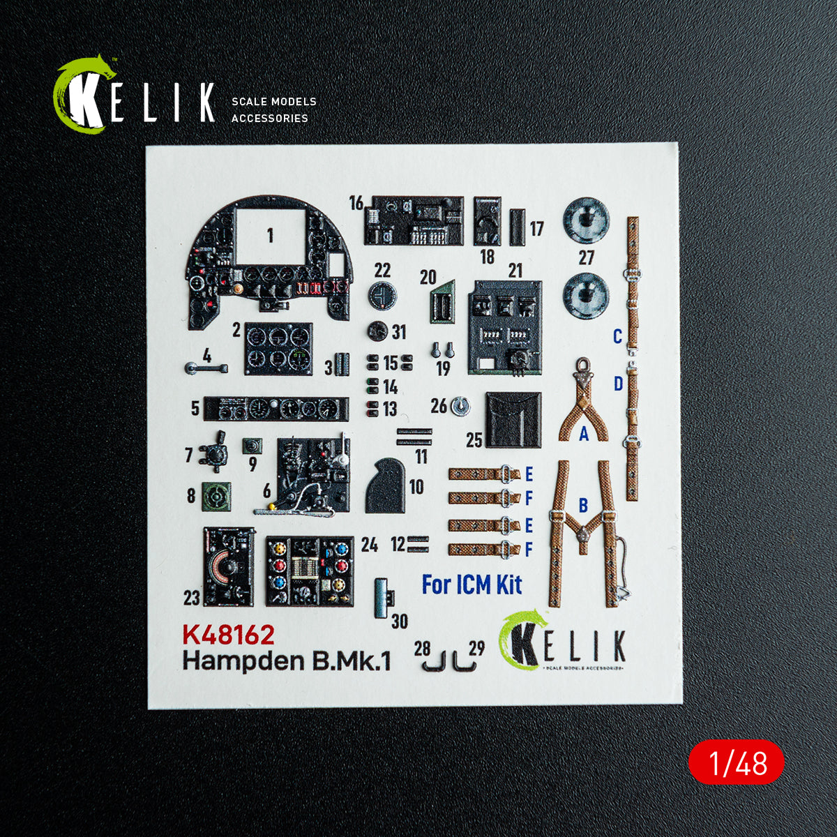 KELIK K48162 Hampden B.Mk.1 - interior 3D decals for ICM kit 1/48 – image 2