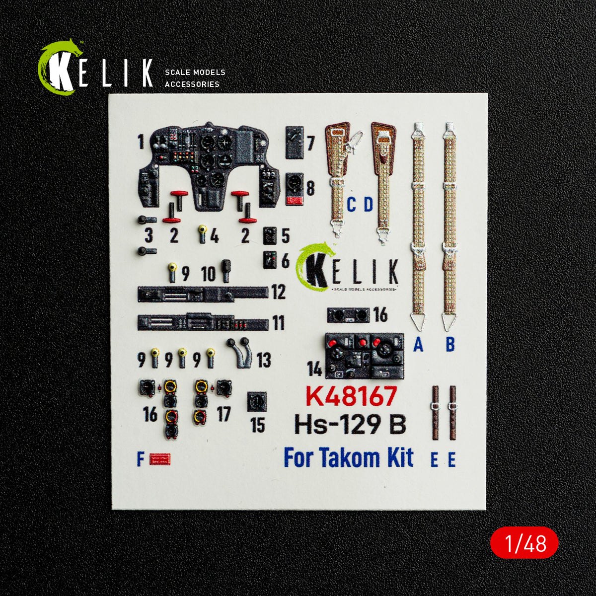 KELIK K48167 Hs-129 B - interior 3D decals for Takom kit 1/48 – imagen 2