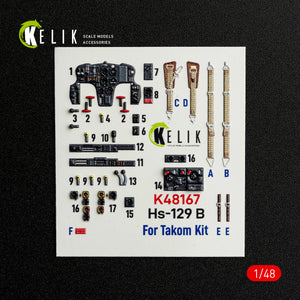 KELIK K48167 Hs-129 B - interior 3D decals for Takom kit 1/48 – imagen 2