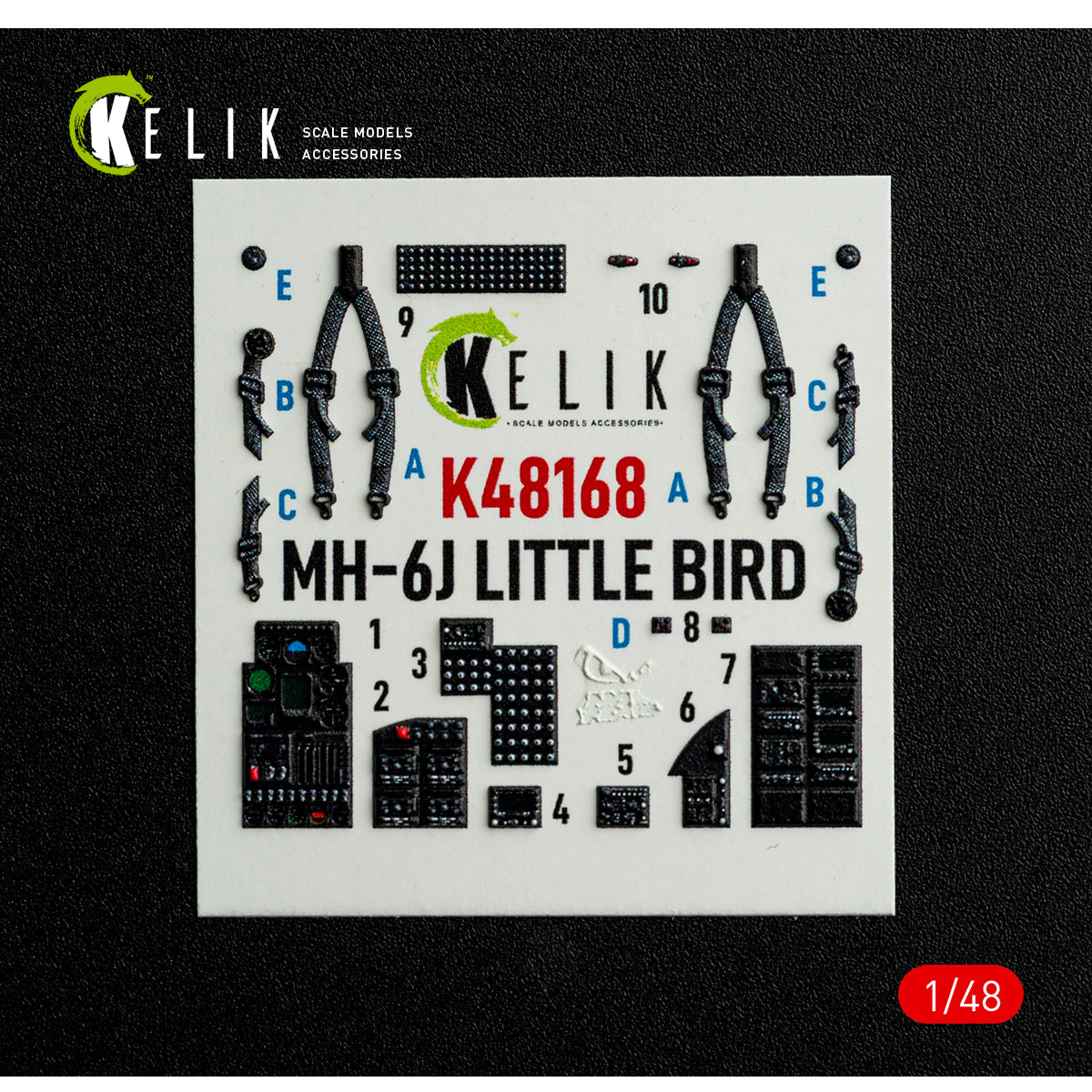 KELIK K48168 MH-61 Little Bird - interior 3D decals for ICM kit 1/48 – zdjęcie 2