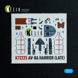 KELIK K72225 AV-8A Harrier (late) - interior 3D decals for Italeri kit 1/72 – obrázek 2