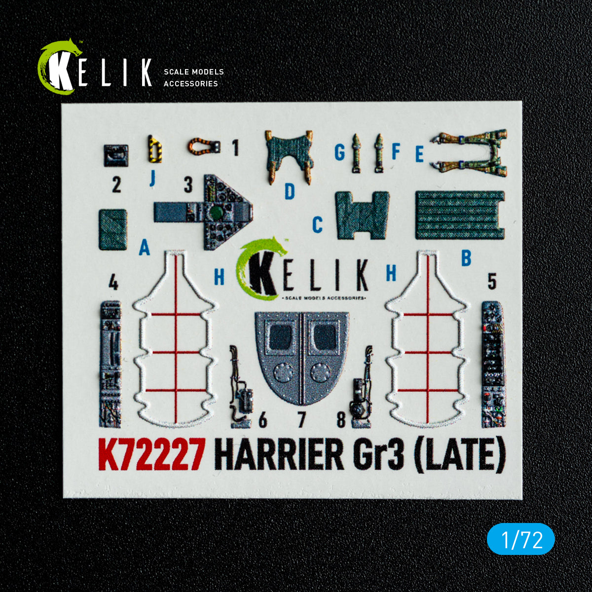 KELIK K72227 Harrier Gr3 (Late) - interior 3D decals for Italeri kit 1/72 – obrázek 8