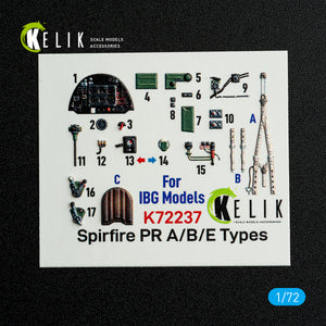 KELIK K72237 Spitfire PR A/B/E Types - interior 3D decals for IBG Models kit 1/72 – zdjęcie 2