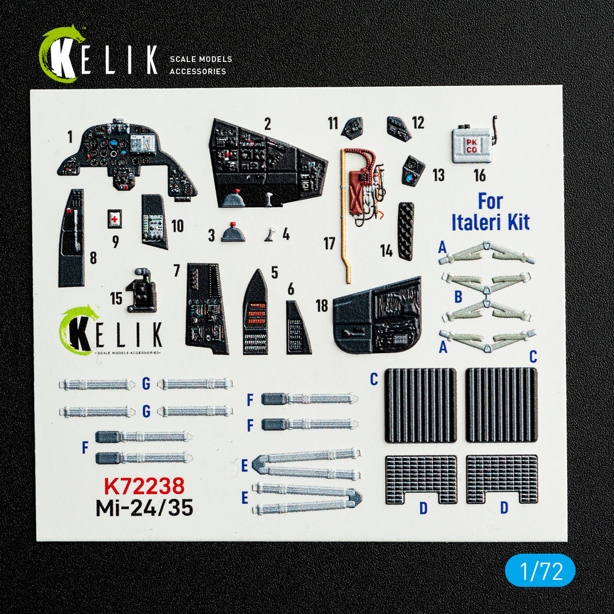 KELIK K72238 Mi-35/24 - interior 30 decals for Italeri kit 1/72 – Bild 5