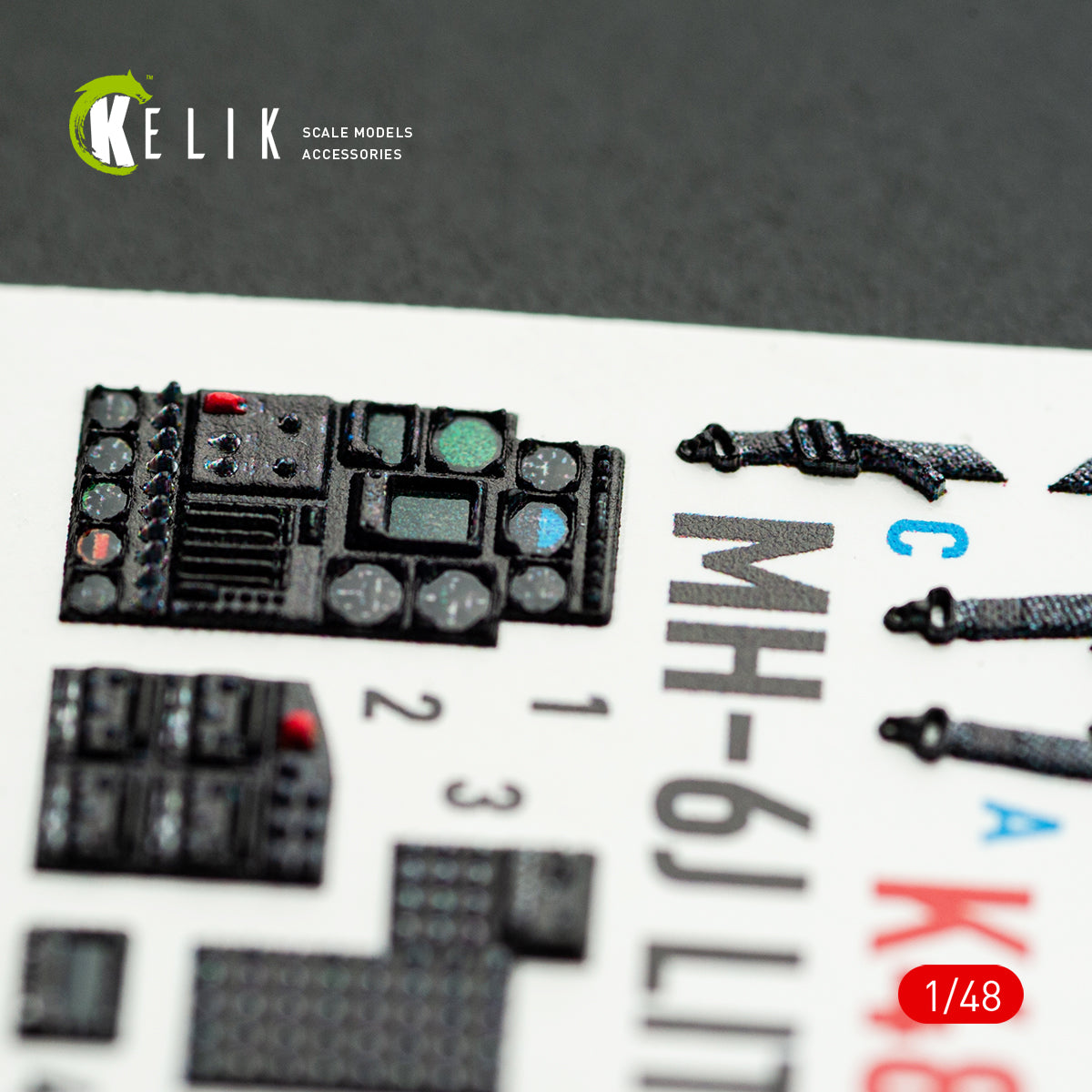 KELIK K48168 MH-61 Little Bird - interior 3D decals for ICM kit 1/48 – zdjęcie 3