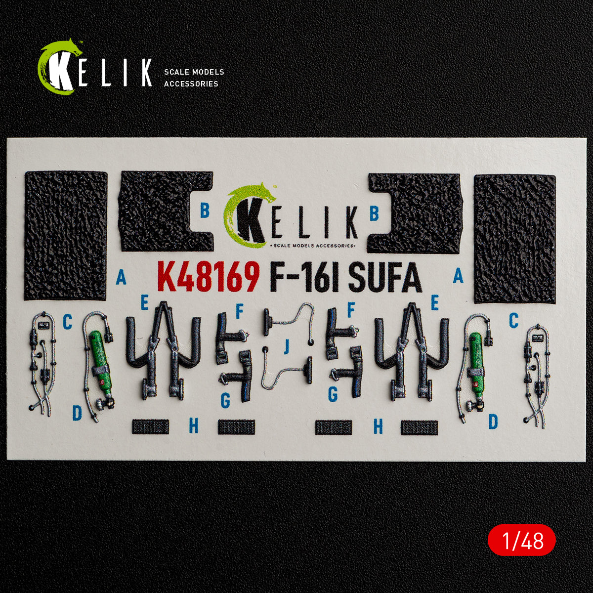 KELIK K48169 F-16I SUFA - interior 30 decals for GWH kit 1/48 – obrázek 8