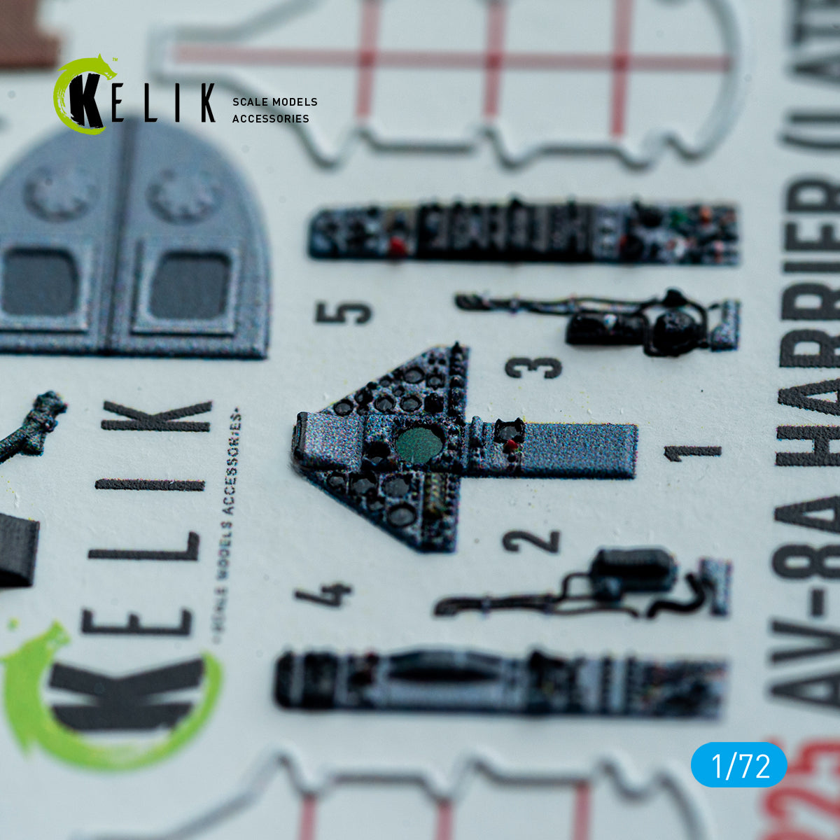 KELIK K72225 AV-8A Harrier (late) - interior 3D decals for Italeri kit 1/72 – obrázek 4