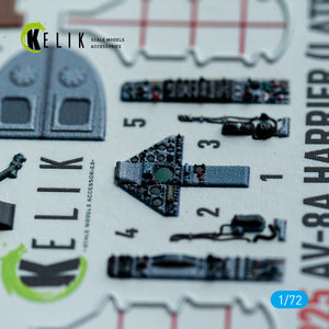 KELIK K72225 AV-8A Harrier (late) - interior 3D decals for Italeri kit 1/72 – obrázek 4