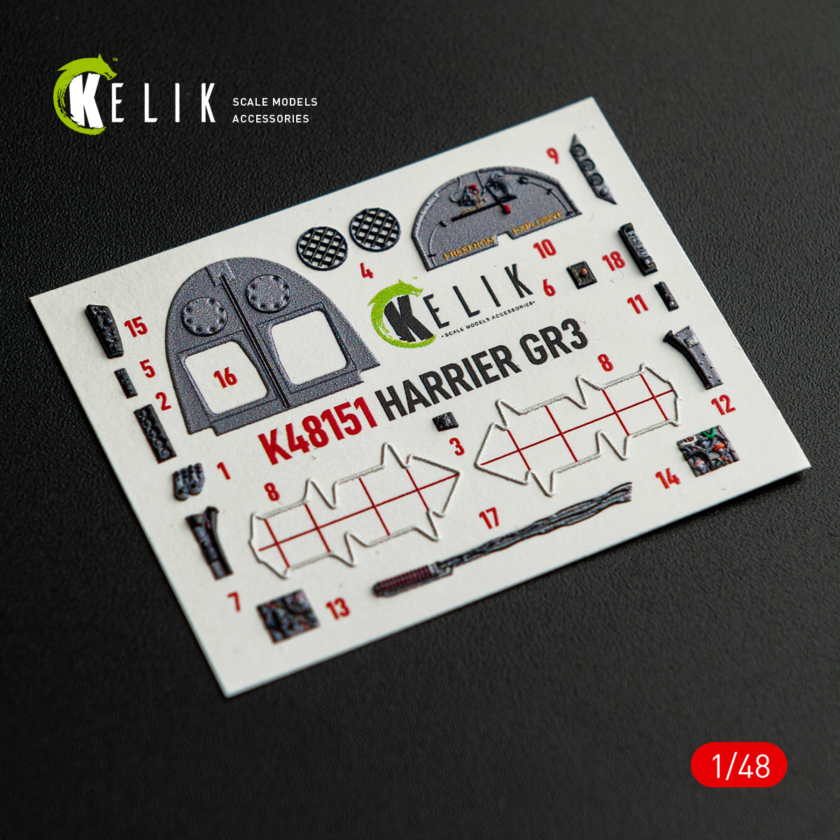 KELIK K48151 HARRIER GR3 - interior 3D decals for Kinetic kit 1/48 – Bild 11