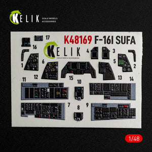 KELIK K48169 F-16I SUFA - interior 30 decals for GWH kit 1/48 – obrázek 11
